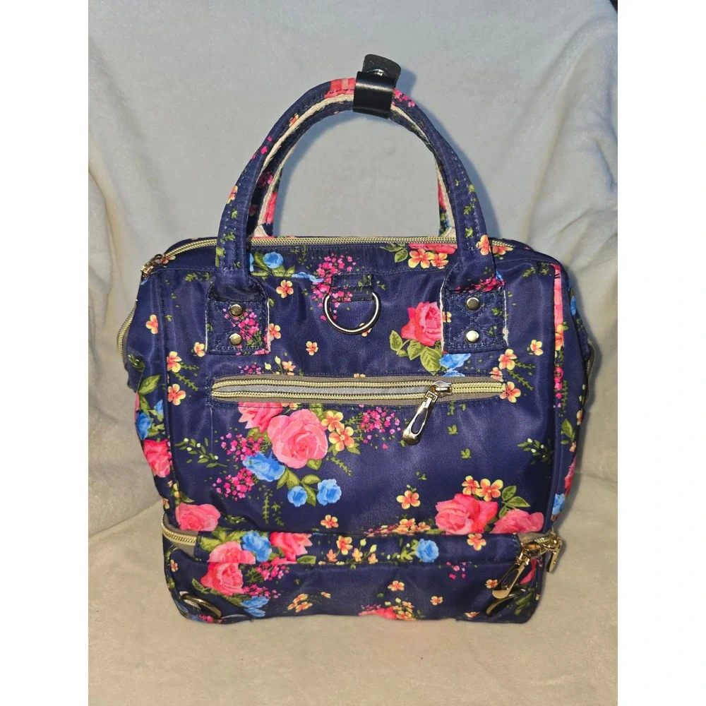 Gogoso Breast Pump Diaper Bag Navy Blue Insulated Bottom USB Port Travel Bag